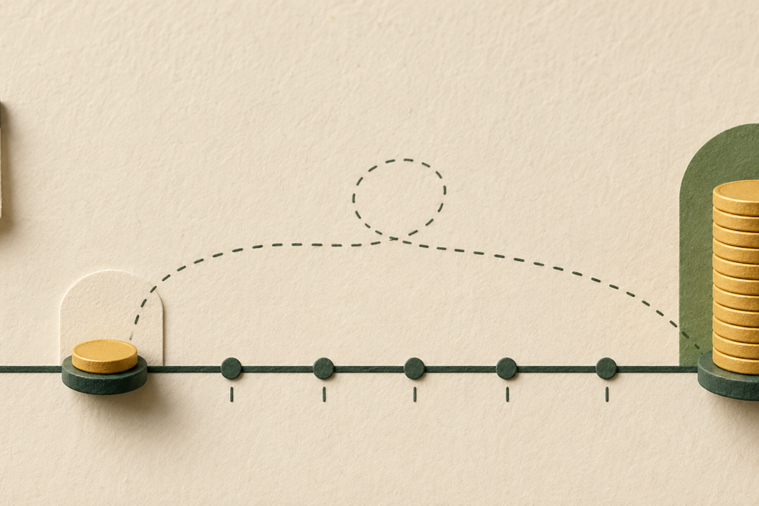Tactile editorial illustration representing the what if i had invested calculation